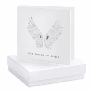 Mum You're An Angel Silver Earrings On Designer Card by Crumble and Core