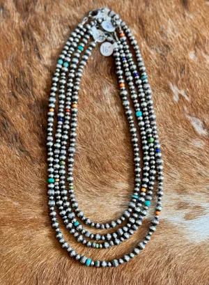Navajo Pearl   Multi Color Necklace