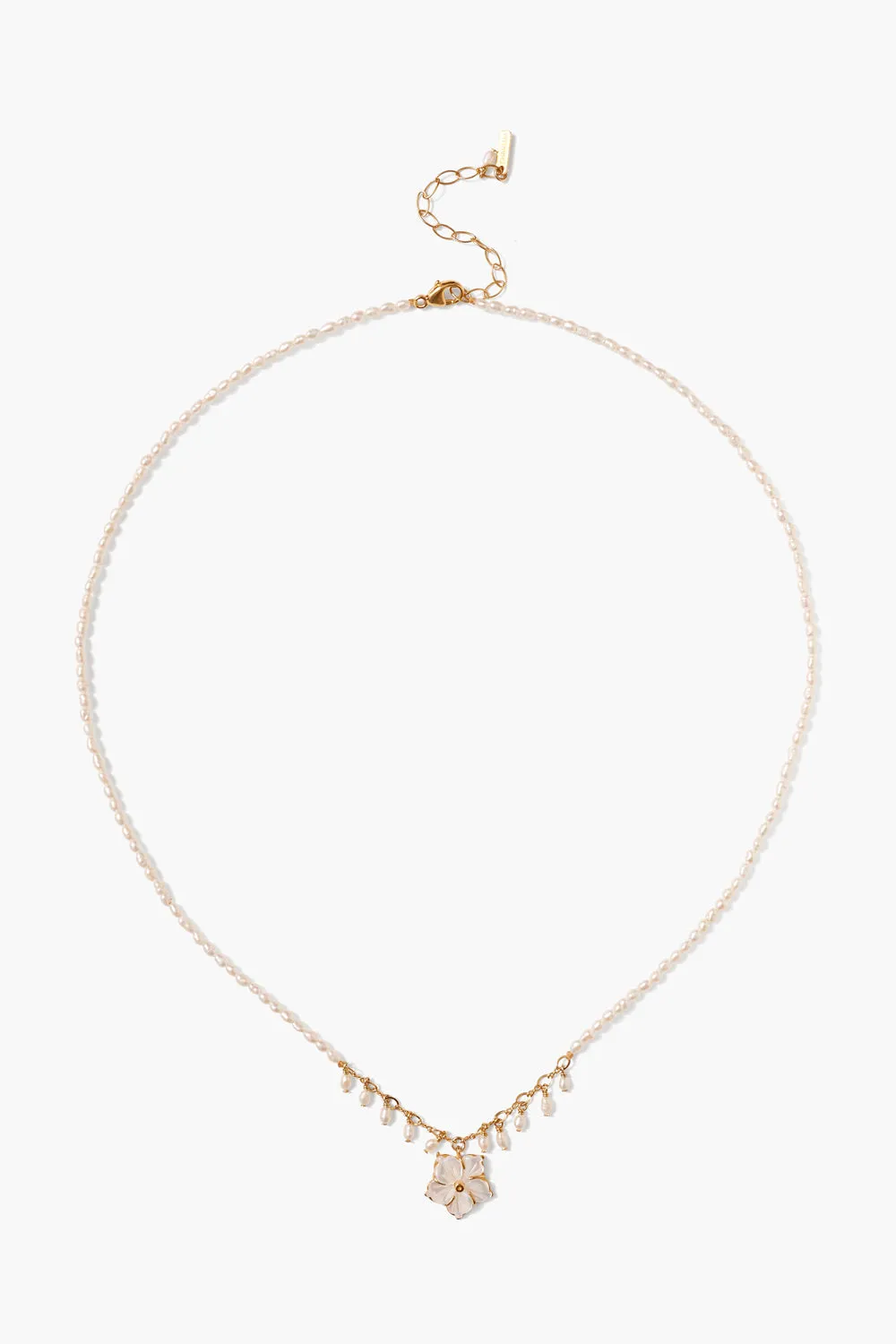 Plumeria Necklace White Pearl