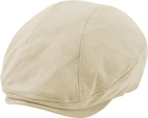 POUDAY Men's Cotton Newsboy Cap Flat Cap Newsboy Hat for Men Cabbie Hat Breathable Soft Summer Hat for Driving Hunting Golf