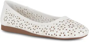 Priscilla Womens Flats  Comfortable Vegan Slip-On Shoes with Memory Foam, Breathable Eyelet Stitch Detail, Available in Black, Cafe, White, Medium & Wide Sizes 6-10