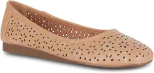 Priscilla Womens Flats  Comfortable Vegan Slip-On Shoes with Memory Foam, Breathable Eyelet Stitch Detail, Available in Black, Cafe, White, Medium & Wide Sizes 6-10