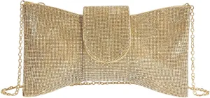QWINEE Women's Glitter Evening Bag Clutch Purses Rhinestone Sparkling Flap Square Bag with Chain Strap