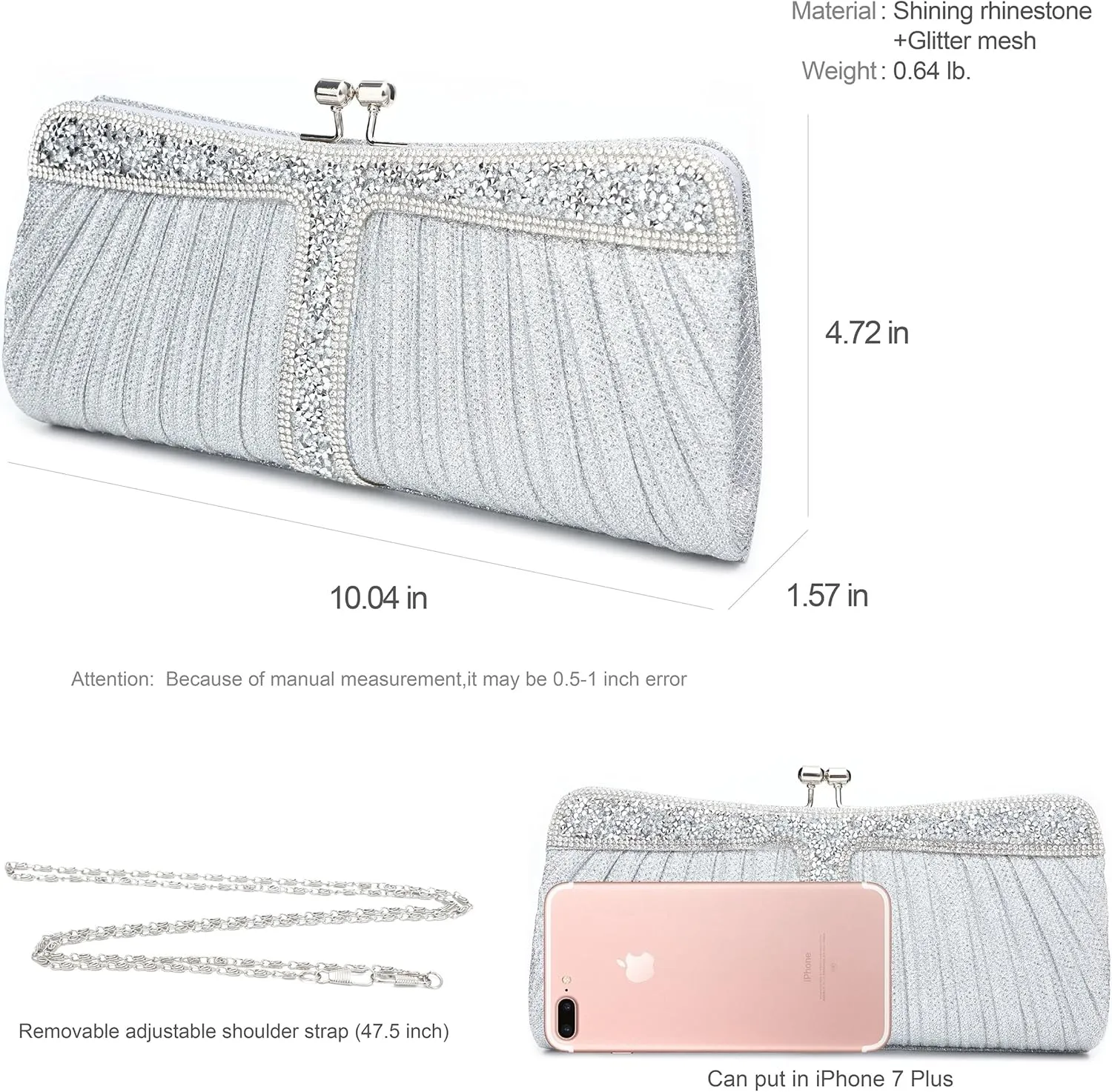 Rhinestone Clutch Purses for Women Purses and Handbags Formal Wedding Party Prom Purse Money Bags