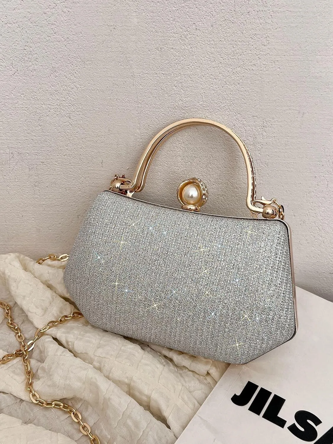 Rhinestone Evening Clutch Purse Sequin Bag,Woman Sparkling Handbag Formal Clutch with Chain for Wedding Party