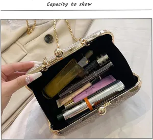 Rhinestone Evening Clutch Purse Sequin Bag,Woman Sparkling Handbag Formal Clutch with Chain for Wedding Party