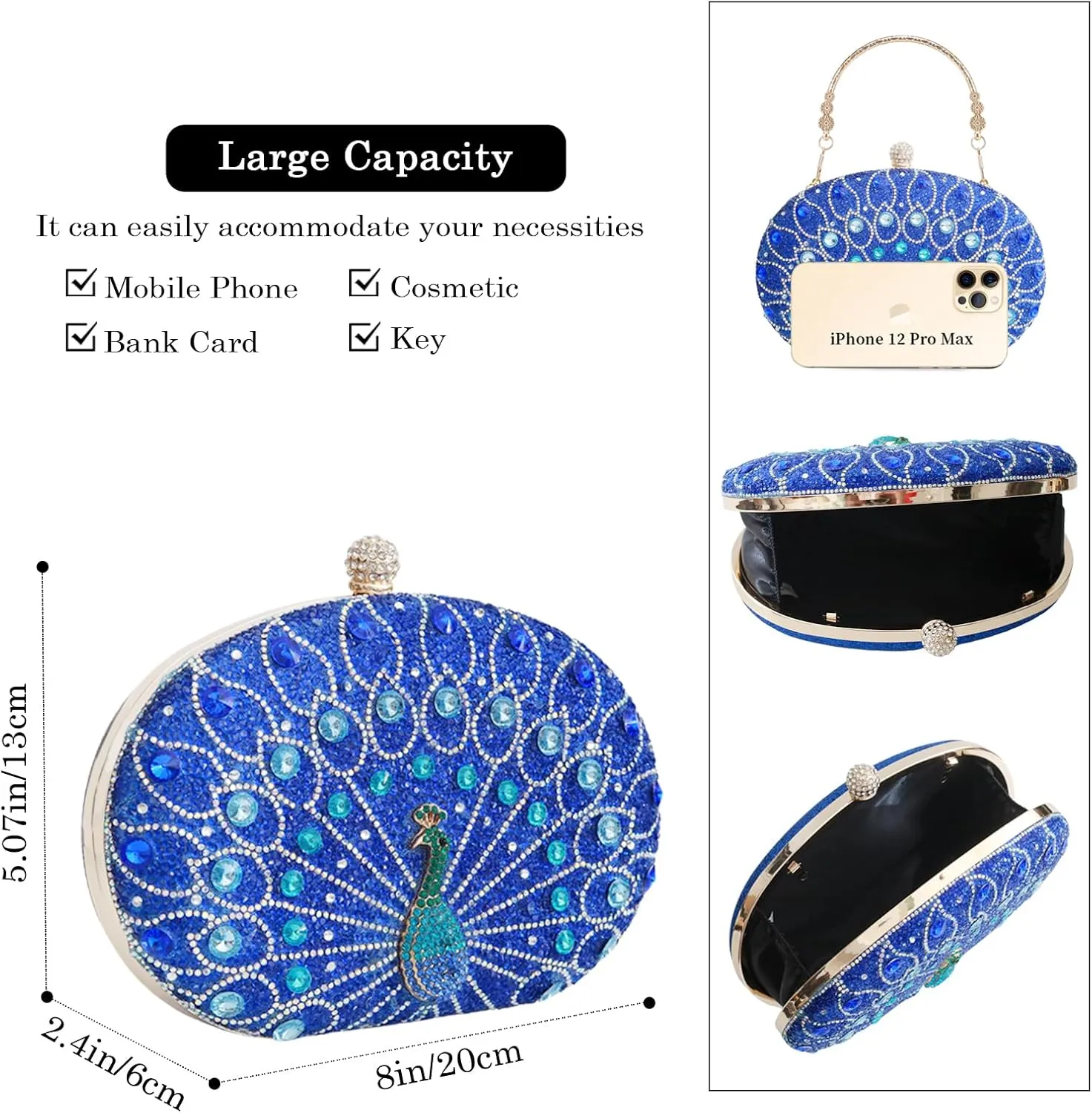 Rhinestone Evening Clutch Purses for Women Evening Clutch bag Crossbody & Shoulder Bag For Wedding Night out Party