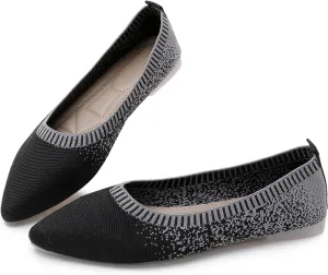 RVROVIC Women's Pointed Toe Knit Flats Shoes Slip on Ballet Flats Comfortable Dress Shoes for Women