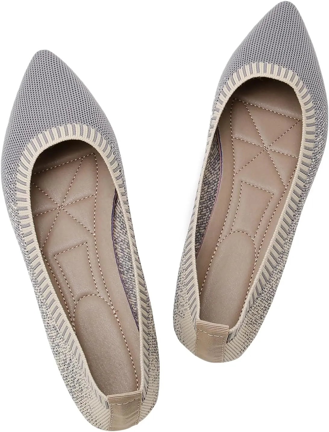 RVROVIC Women's Pointed Toe Knit Flats Shoes Slip on Ballet Flats Comfortable Dress Shoes for Women