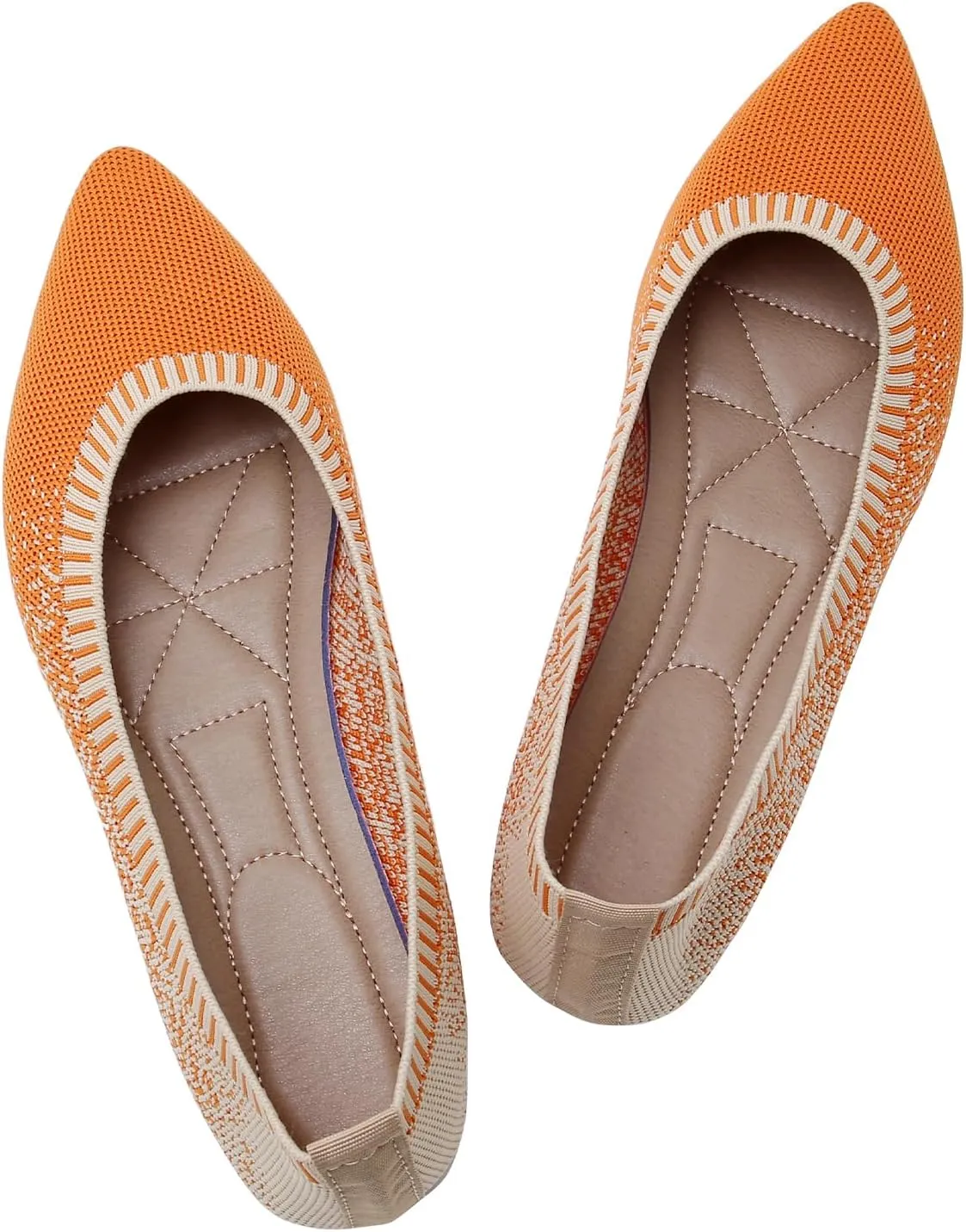 RVROVIC Women's Pointed Toe Knit Flats Shoes Slip on Ballet Flats Comfortable Dress Shoes for Women