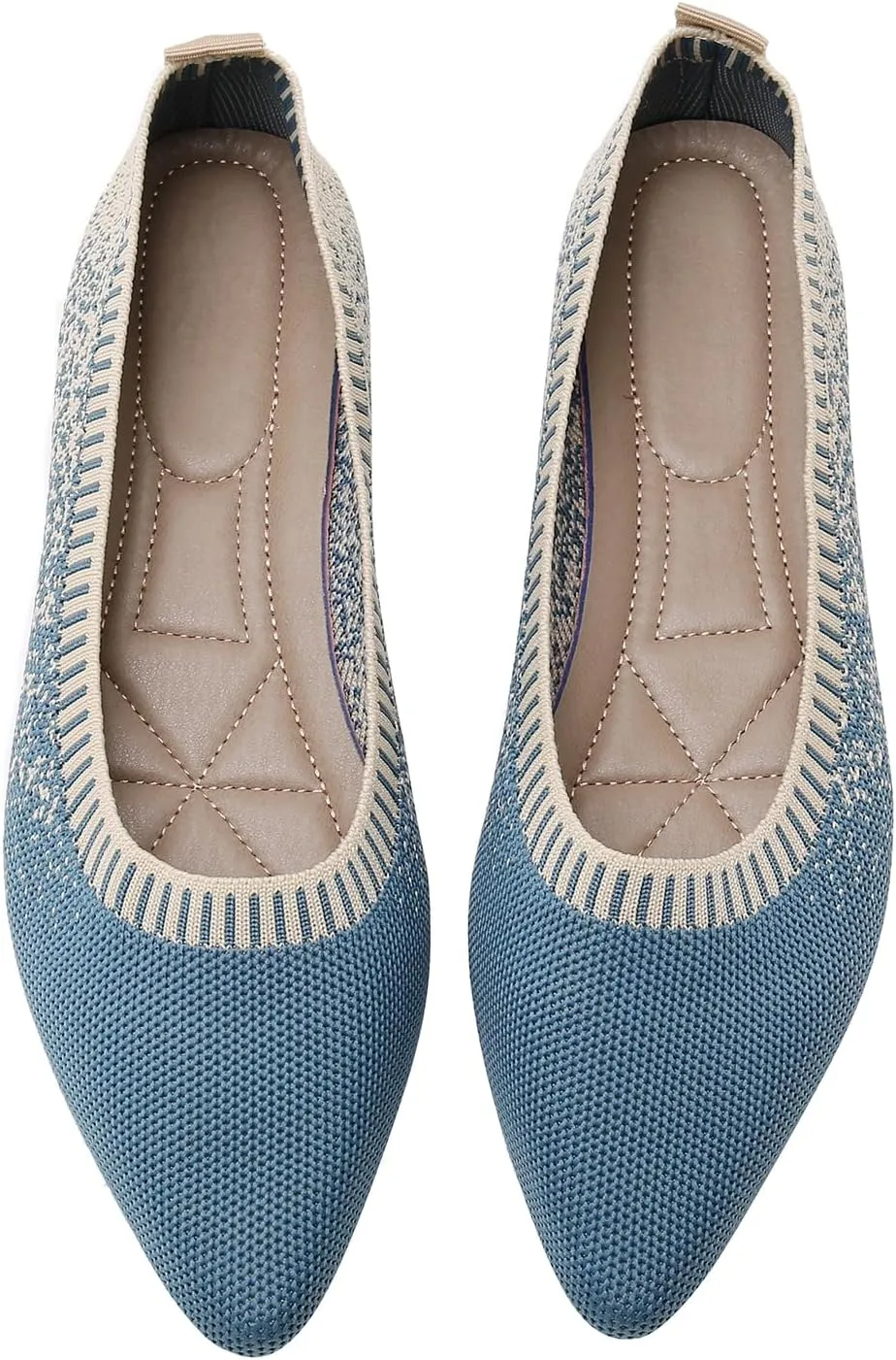 RVROVIC Women's Pointed Toe Knit Flats Shoes Slip on Ballet Flats Comfortable Dress Shoes for Women