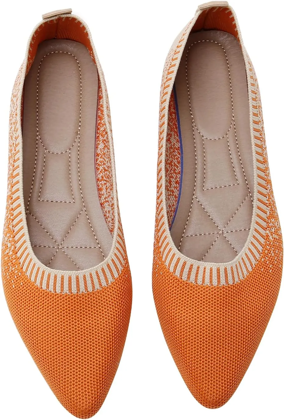 RVROVIC Women's Pointed Toe Knit Flats Shoes Slip on Ballet Flats Comfortable Dress Shoes for Women