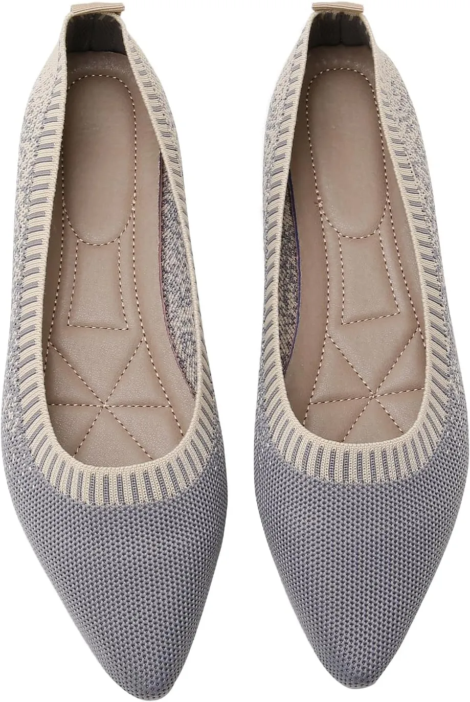 RVROVIC Women's Pointed Toe Knit Flats Shoes Slip on Ballet Flats Comfortable Dress Shoes for Women