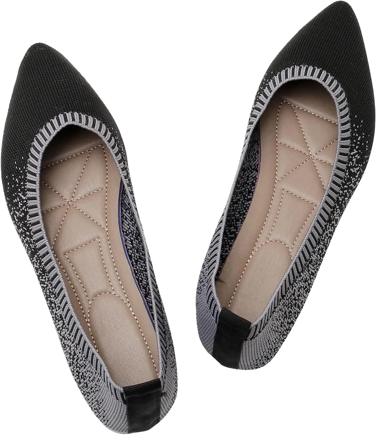 RVROVIC Women's Pointed Toe Knit Flats Shoes Slip on Ballet Flats Comfortable Dress Shoes for Women