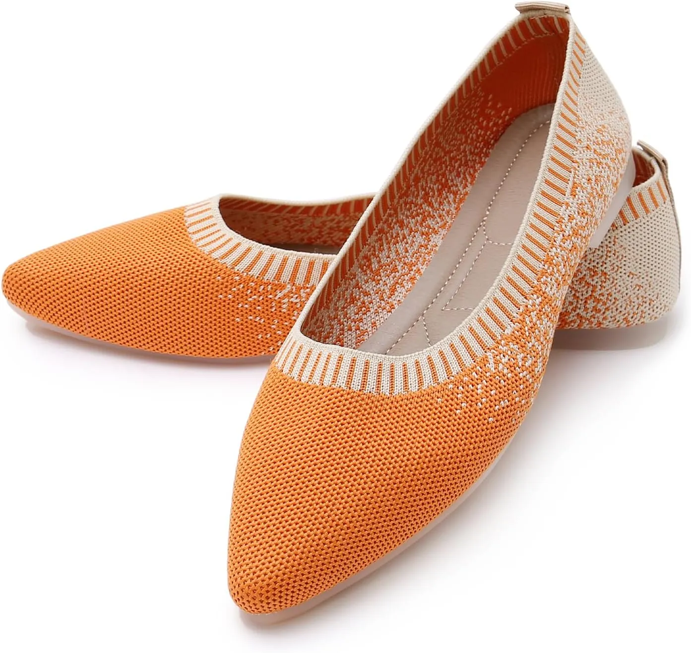 RVROVIC Women's Pointed Toe Knit Flats Shoes Slip on Ballet Flats Comfortable Dress Shoes for Women
