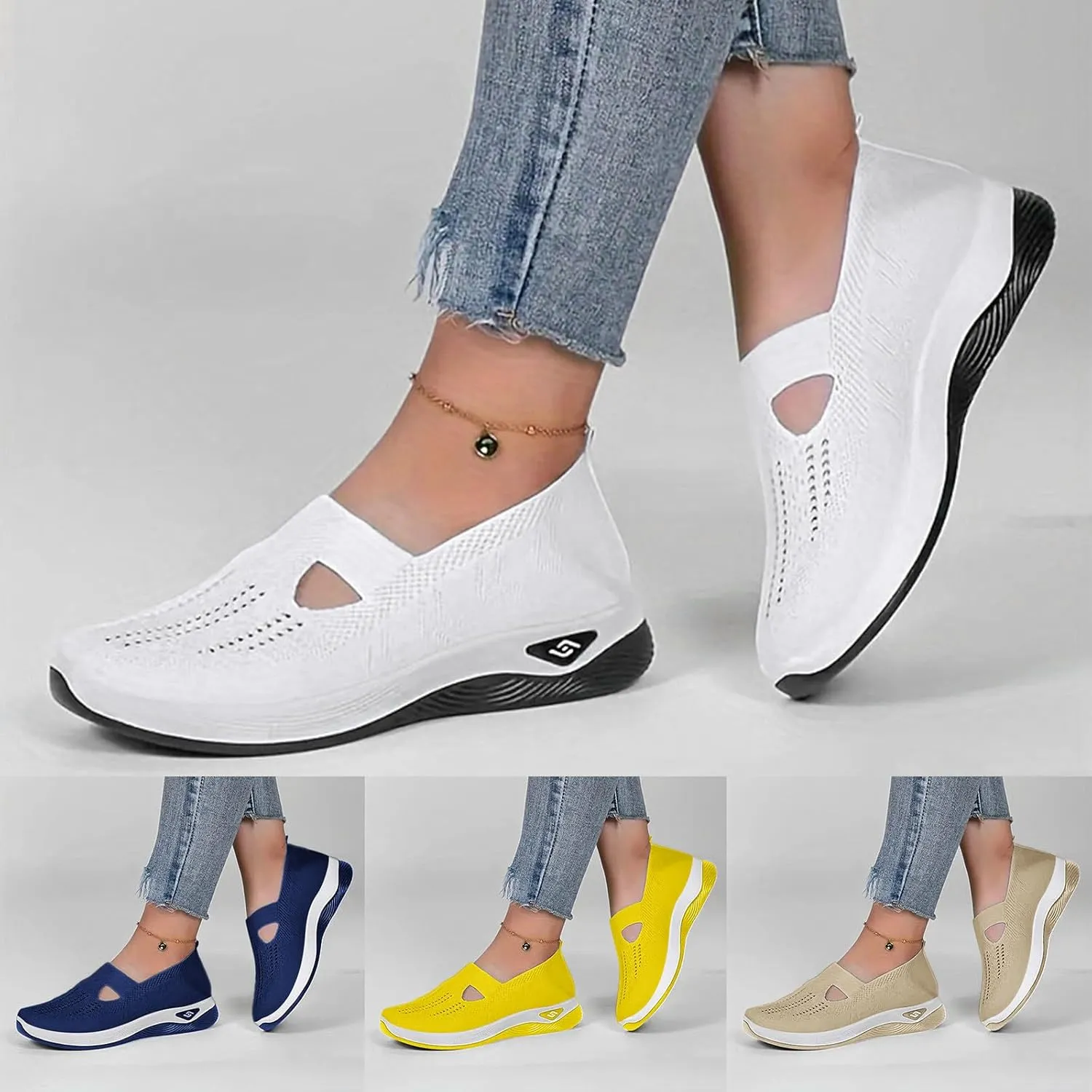 Sandals for Women Orthopedic Lightweight Sandals Wide Width Breathable Walking Sandal Comfortable Slip on Sneakers