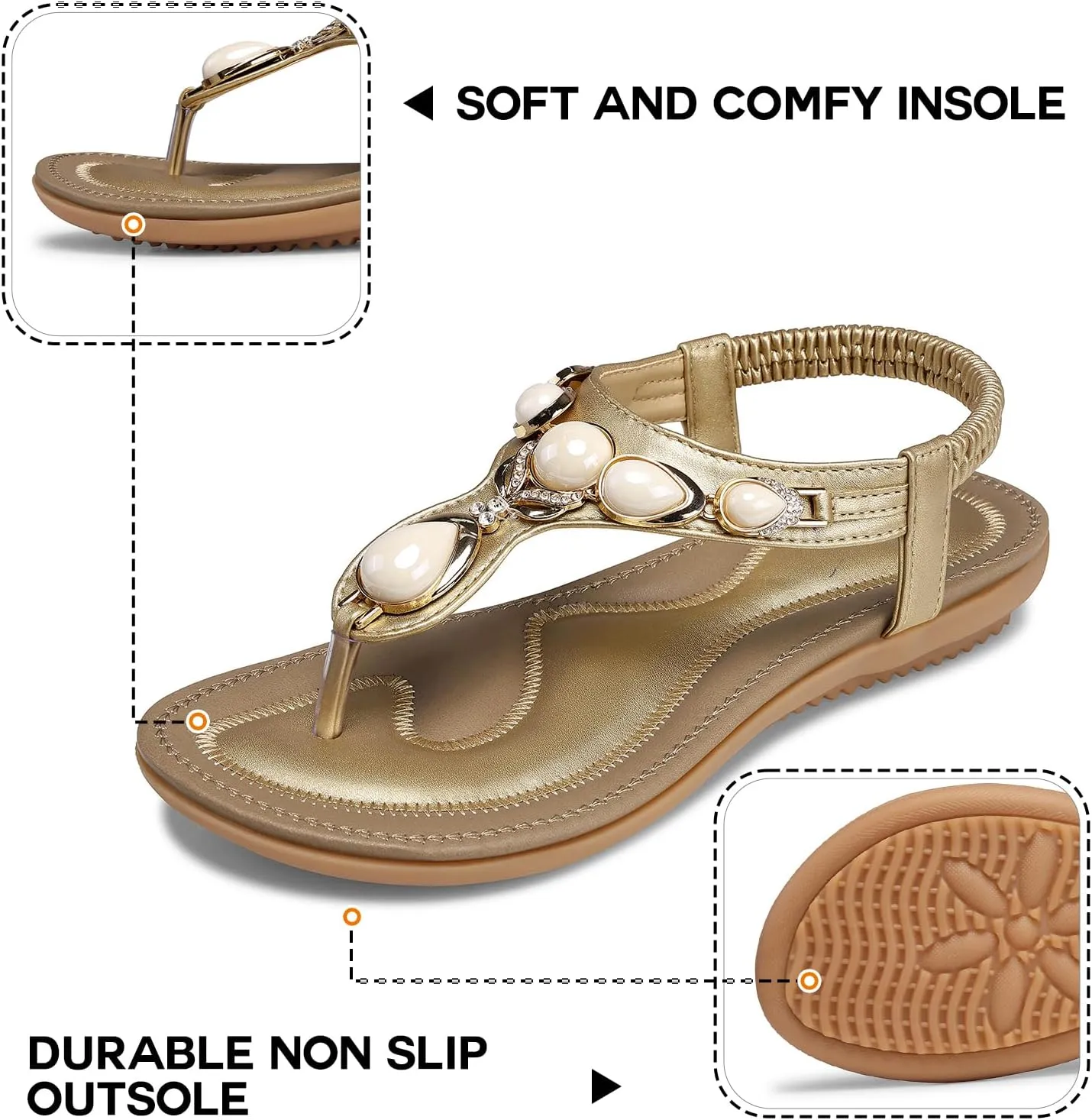 SHIBEVER Flat Sandals for Women Dressy: Summer Comfortable Dress Thong Flats Sandal