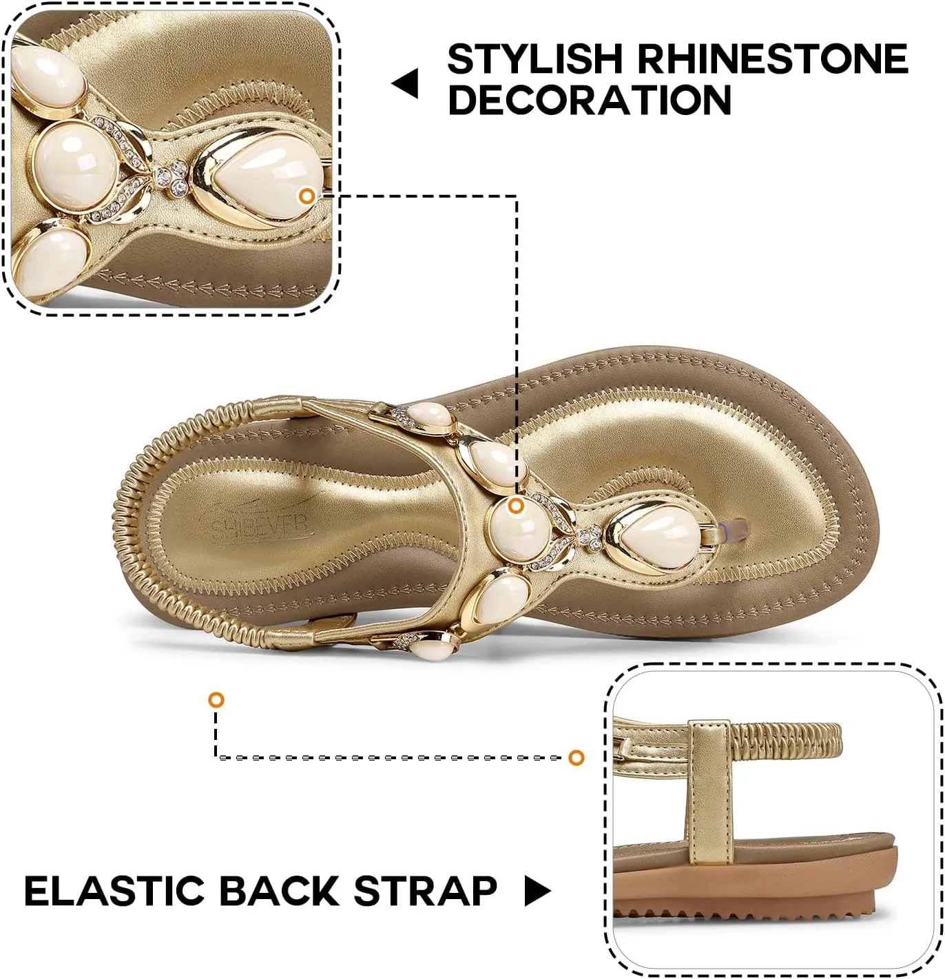 SHIBEVER Flat Sandals for Women Dressy: Summer Comfortable Dress Thong Flats Sandal
