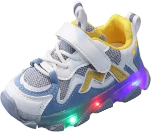 Shoes for Boys Toddler Boys Girls Led Light Sneakers Mesh Breathable Lace Up Sports Shoes 1-6 Years