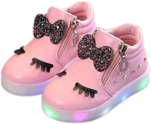 Shoes for New Walkers Boys Girls LED Sport Baby Infant Bowknot Boots Shoes Crystal Luminous Kids Baby Shoes Fancy Toddler Girl Shoes