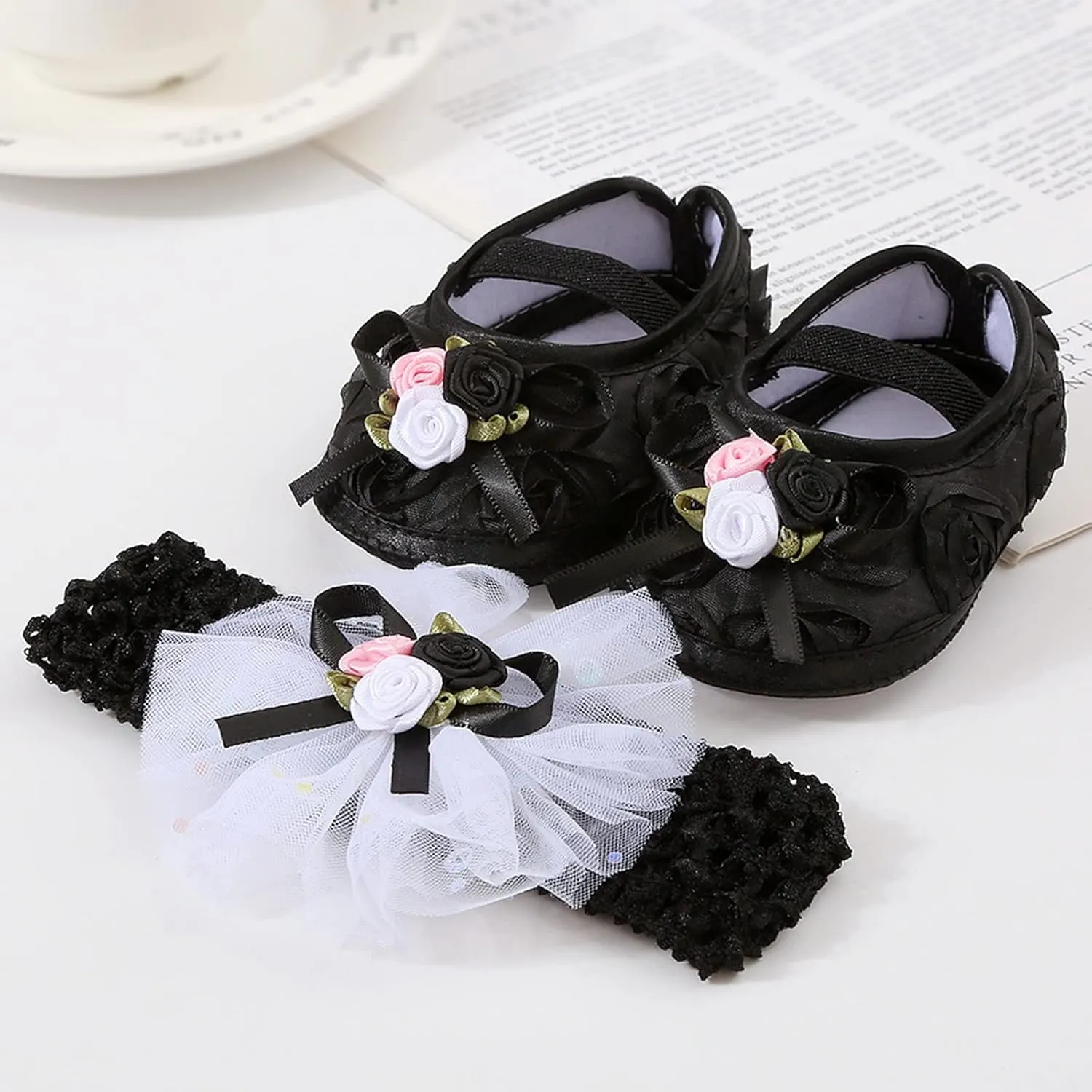 Slipper Booties Baby Shoes Plus Headband Set Cute Baby Princess Shoes With Dress Shoes Toddler Shoes