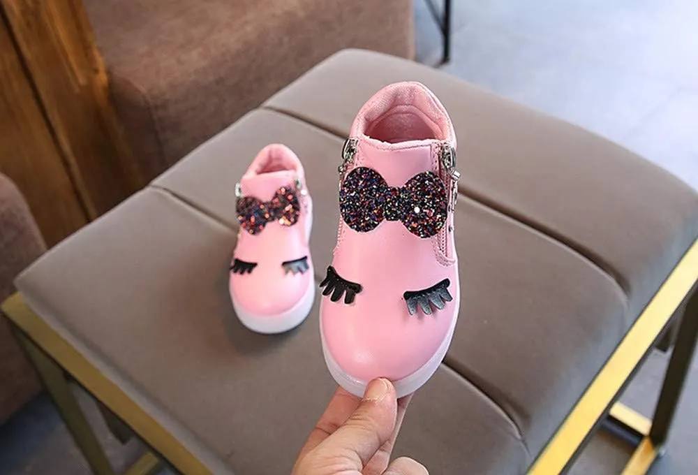 Sneakers for Boys 1-6 Years Kids Toddler Baby Girls LED Light Sneaker Crystal Bowknot Boots Sport Shoes Black Sneakers