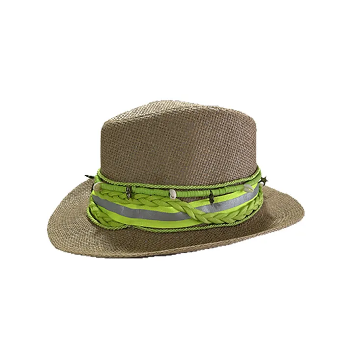 Straw Beach Hat Green Fluo