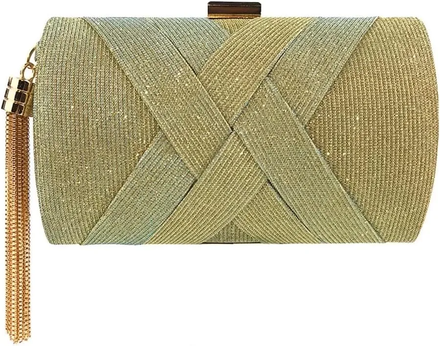 SULCET Women's Evening Clutch Bag Party Handbags Bridal Wedding Purses Designer Chain Crossbody Bag with Tassel