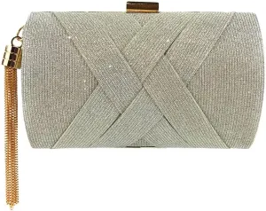 SULCET Women's Evening Clutch Bag Party Handbags Bridal Wedding Purses Designer Chain Crossbody Bag with Tassel