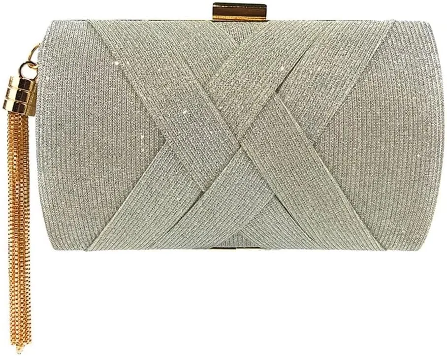 SULCET Women's Evening Clutch Bag Party Handbags Bridal Wedding Purses Designer Chain Crossbody Bag with Tassel