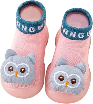 Summer and Autumn Comfortable Infant Toddler Shoes Cute Owl Bear Children Mesh Breathable Floor Ballet Slippers (Pink, 2-2.5Years Toddler)