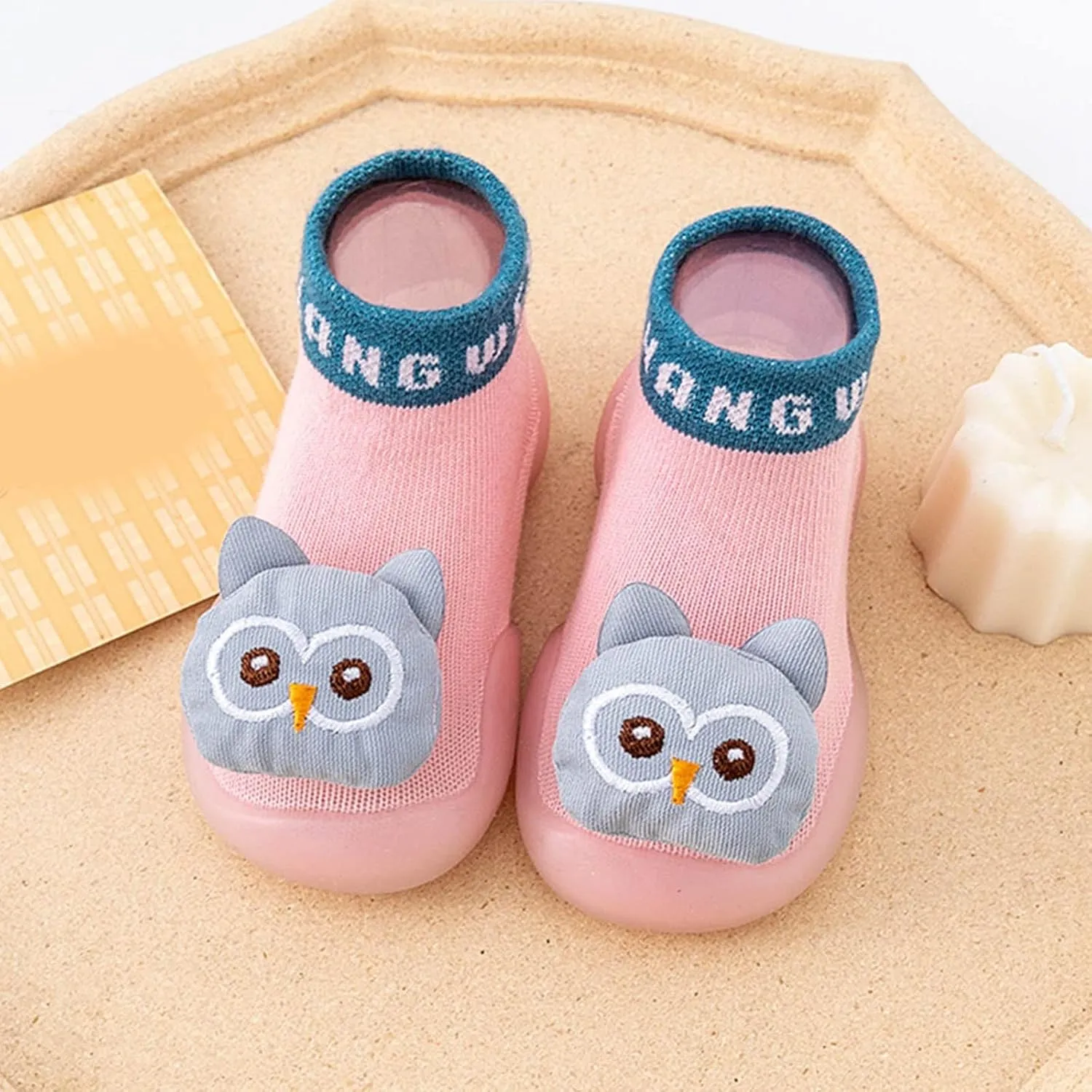 Summer and Autumn Comfortable Infant Toddler Shoes Cute Owl Bear Children Mesh Breathable Floor Ballet Slippers (Pink, 2-2.5Years Toddler)