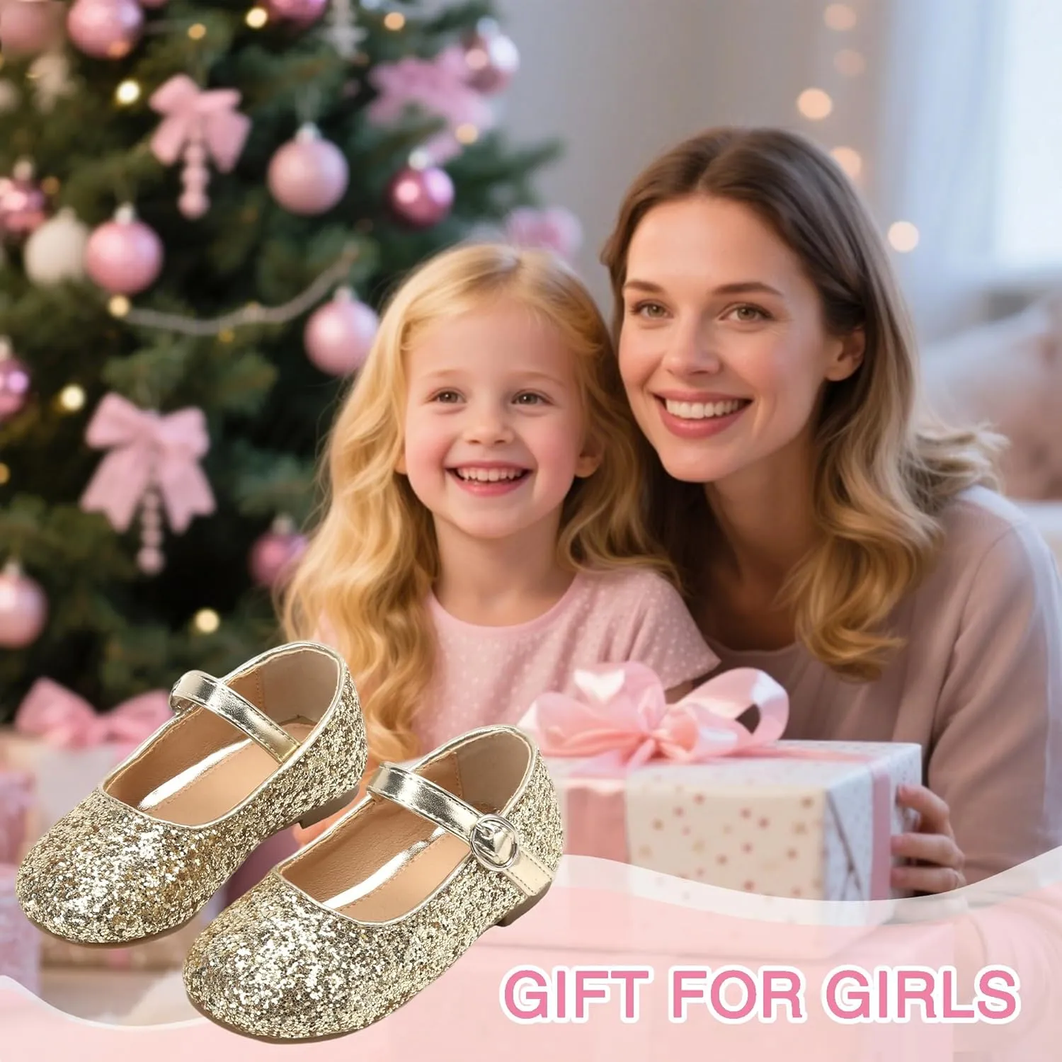 THEE BRON Little Girls Princess Shoes 3-12 Years Ballet Flats Soft Non-Slip Dress Shoes for Wide Feet