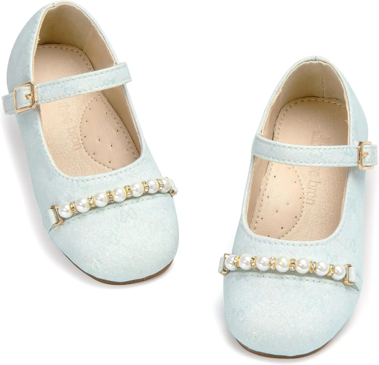 THEE BRON Little Girls Princess Shoes 3-12 Years Ballet Flats Soft Non-Slip Dress Shoes for Wide Feet