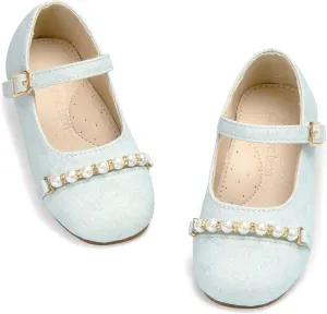 THEE BRON Little Girls Princess Shoes 3-12 Years Ballet Flats Soft Non-Slip Dress Shoes for Wide Feet