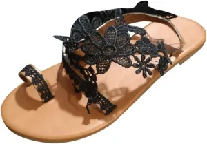 Thong Sandals for Women Beach,2020 New Womens Bohemia Flat Sandals Summer Beach Glitter Beaded Flip-Flop Thong Shoes