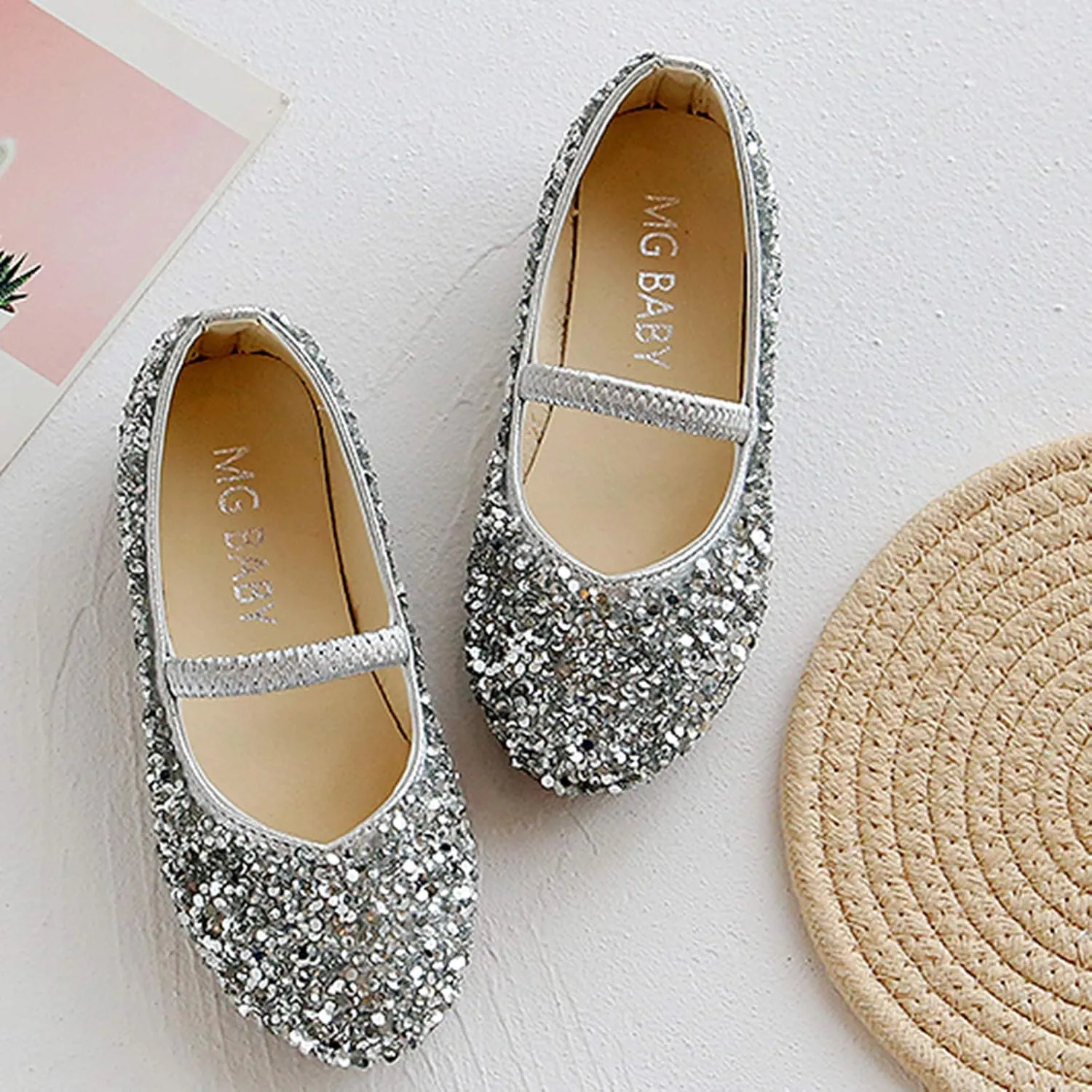 Toddler Dress Shoes,Baby Children Girls Princess Shoes Bottom Dance Sequined Leather Soft Baby Dress Shoes 1-11 Years