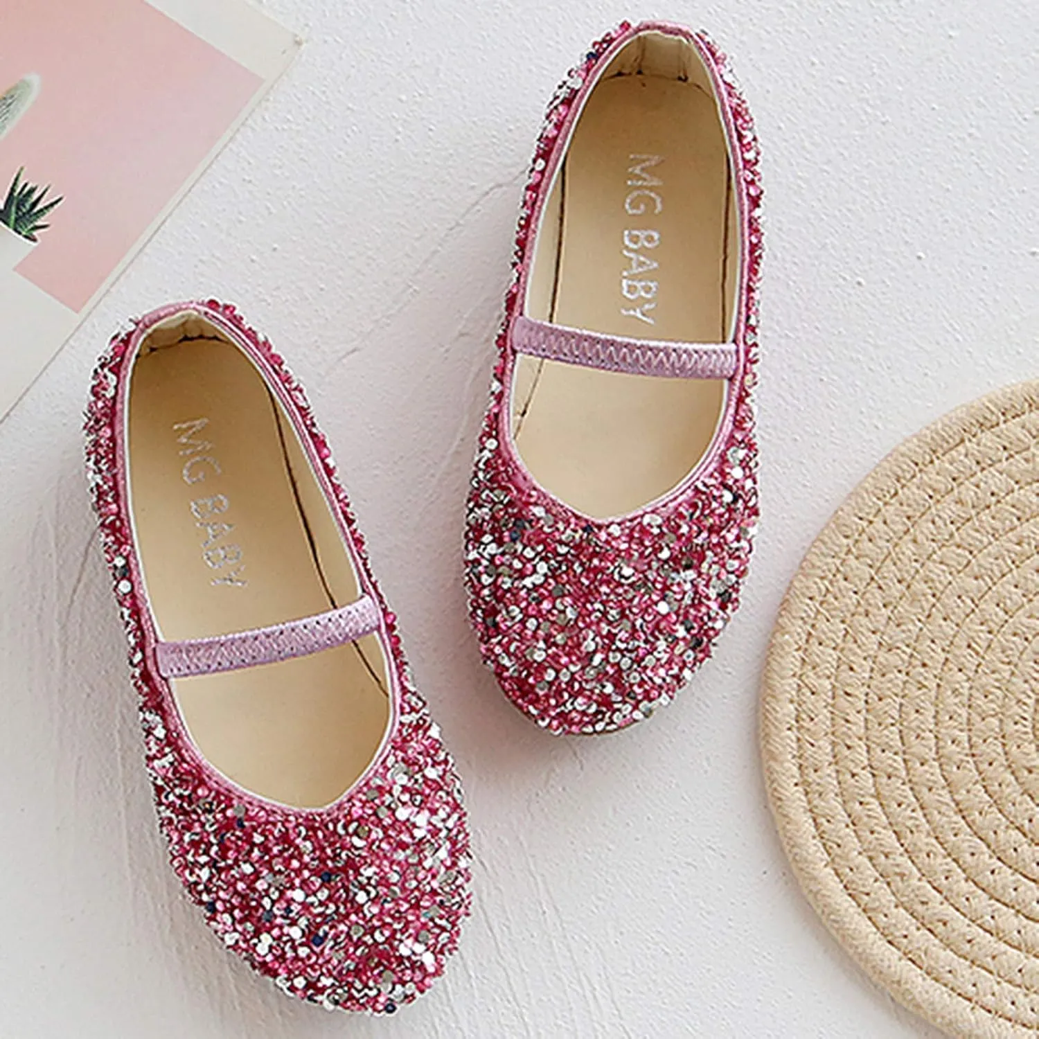 Toddler Dress Shoes,Baby Children Girls Princess Shoes Bottom Dance Sequined Leather Soft Baby Dress Shoes 1-11 Years
