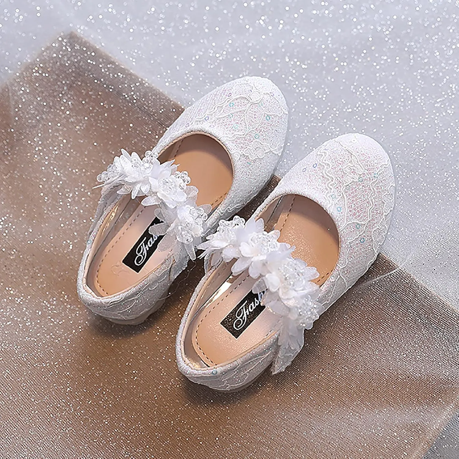 Toddler Flower Girl Dress Shoes Rhinstones Pearls Mary Jane Ballet Flats Wedding Party Toddler Kids Baby Shoes