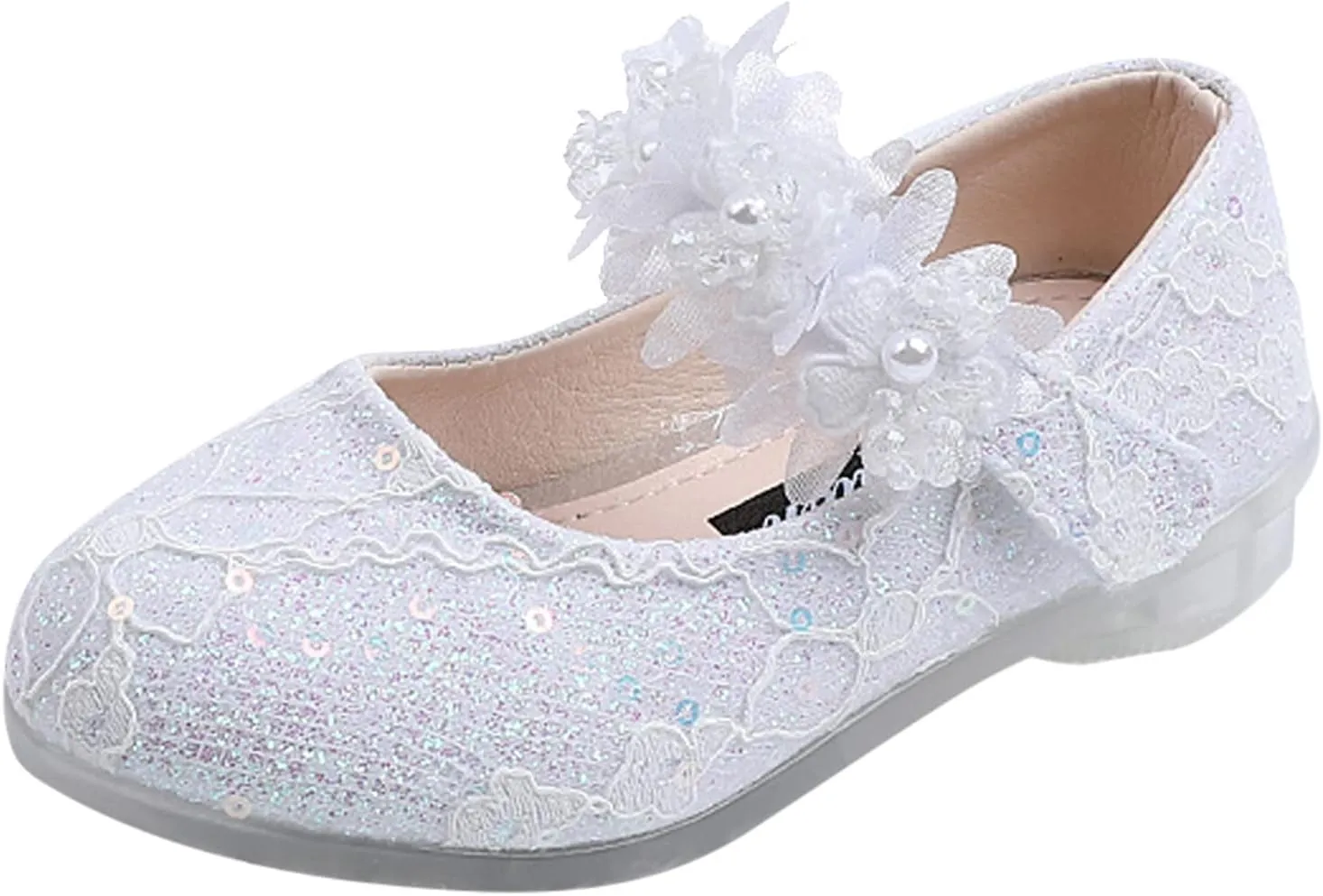 Toddler Flower Girl Dress Shoes Rhinstones Pearls Mary Jane Ballet Flats Wedding Party Toddler Kids Baby Shoes