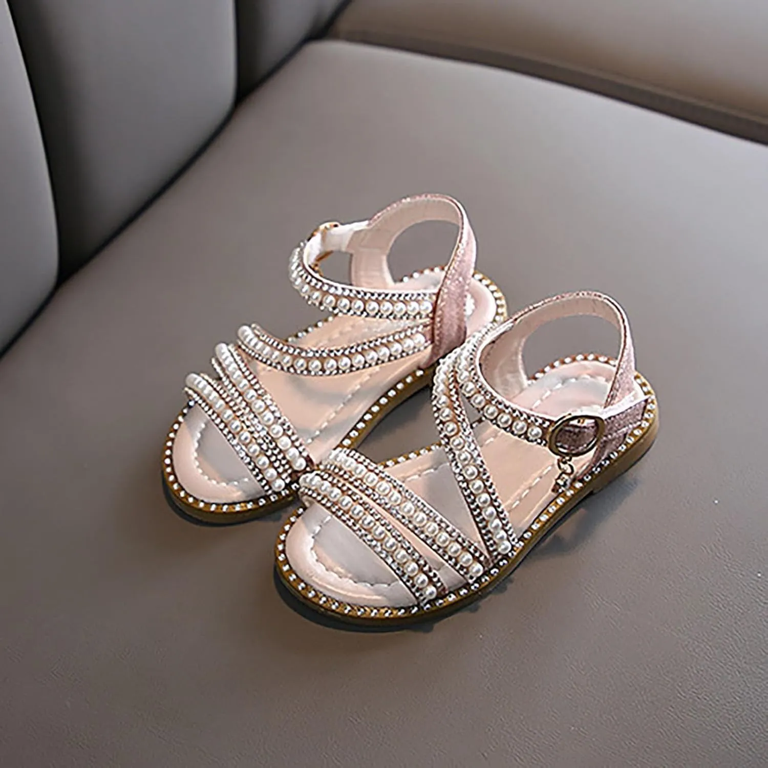 Toddler Flower Girl Sandals Girl Summer Dress Shoes Open Toe Little Girls Wedding Party Princess Flat Pearl Shoes