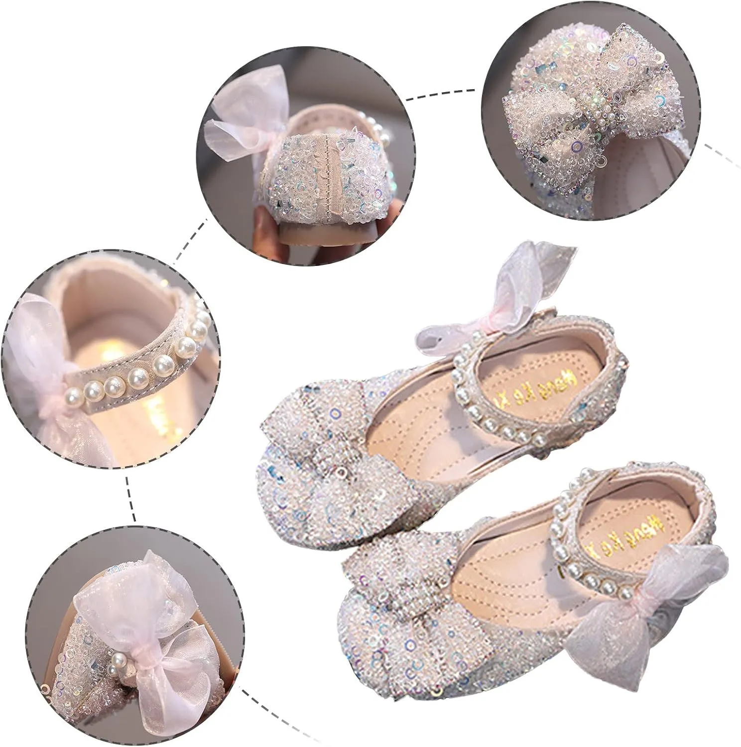 Toddler Girl Dress Shoes,Dance Shoes for Girls Childrens Pearl Princess Shoes Baby Girls Shoes for Party Wedding Gift