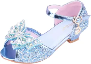 Toddler Girl Shoes Kids Glitter Sandals High Heels Solid Princess Dress Shoes Party Wedding Flower Girl Sandals