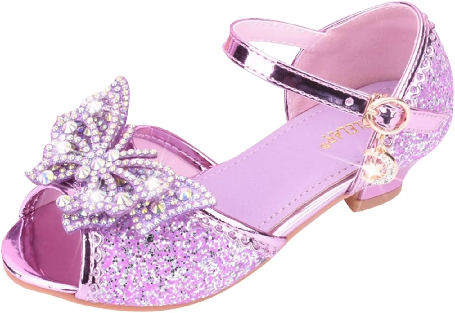 Toddler Girl Shoes Kids Glitter Sandals High Heels Solid Princess Dress Shoes Party Wedding Flower Girl Sandals