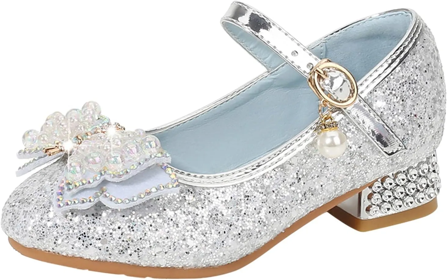 Toddler Girl Shoes,Little Kid Girls Dress Princess Shoes Sequins Bowknot Low Heels Party Dance Shoes 4-9 Years