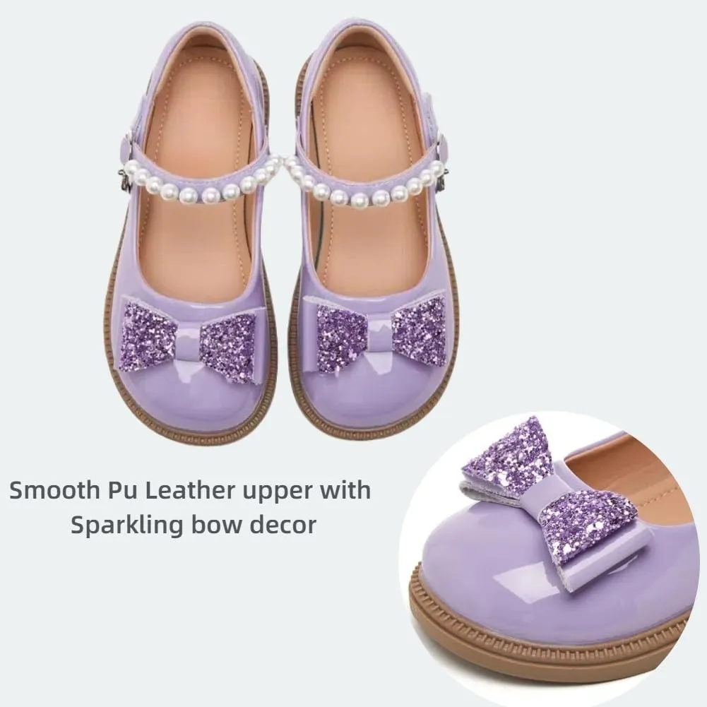 Toddler Girl's Bow Princess Dress Shoes Wedding Party Flower Girl Mary Janes Ballet Flats for Kids