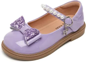 Toddler Girl's Bow Princess Dress Shoes Wedding Party Flower Girl Mary Janes Ballet Flats for Kids