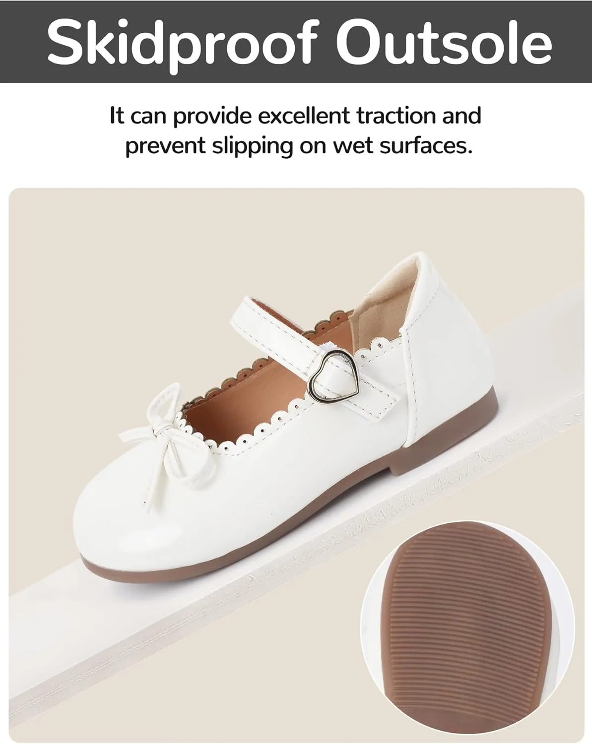 Toddler Girls Mary Jane Flats with Bow Shiny PU Leather Princess Shoes Breathable Non-Slip Ballet Shoes 4-13