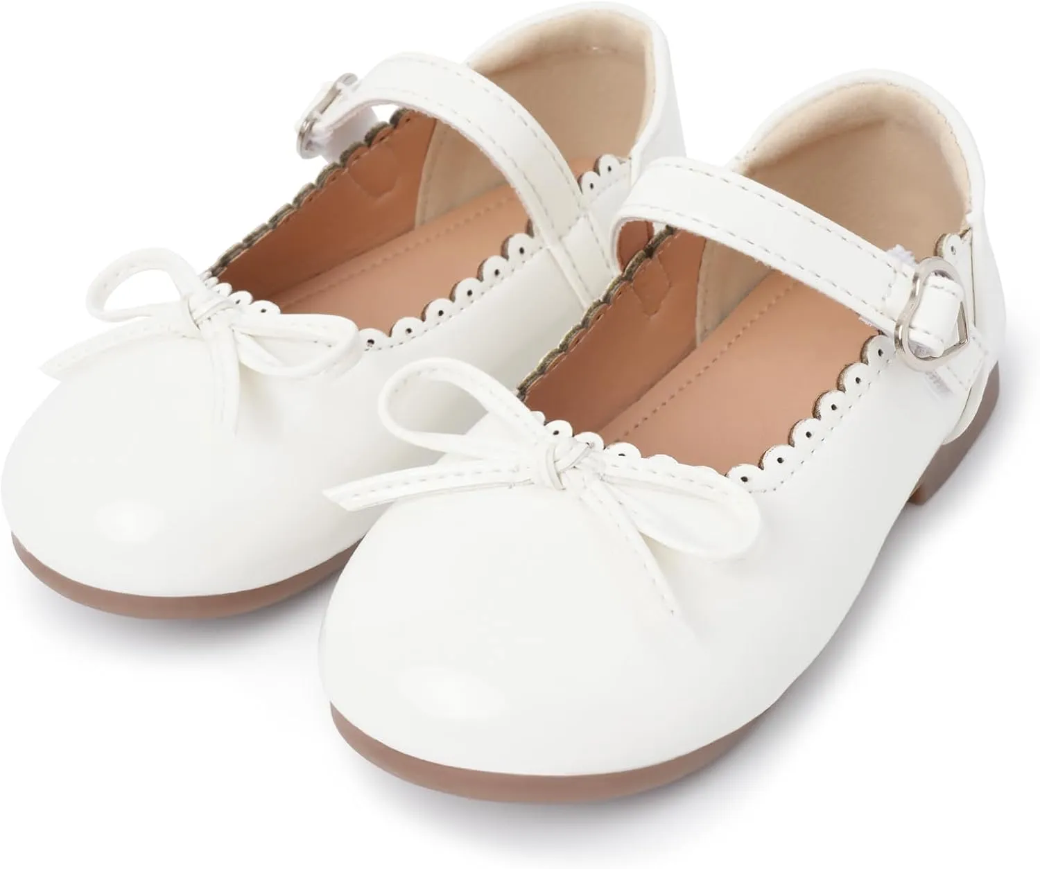 Toddler Girls Mary Jane Flats with Bow Shiny PU Leather Princess Shoes Breathable Non-Slip Ballet Shoes 4-13