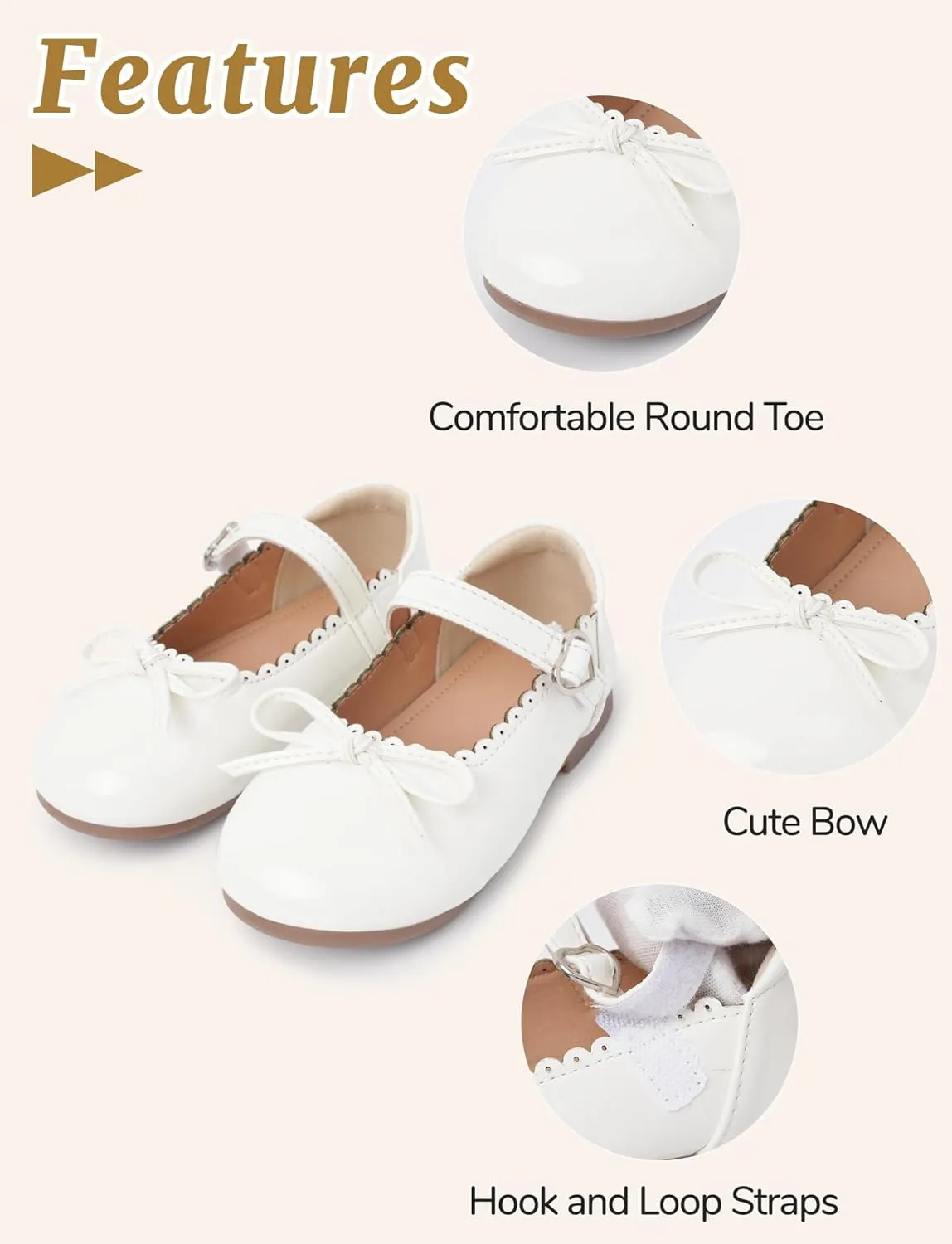 Toddler Girls Mary Jane Flats with Bow Shiny PU Leather Princess Shoes Breathable Non-Slip Ballet Shoes 4-13